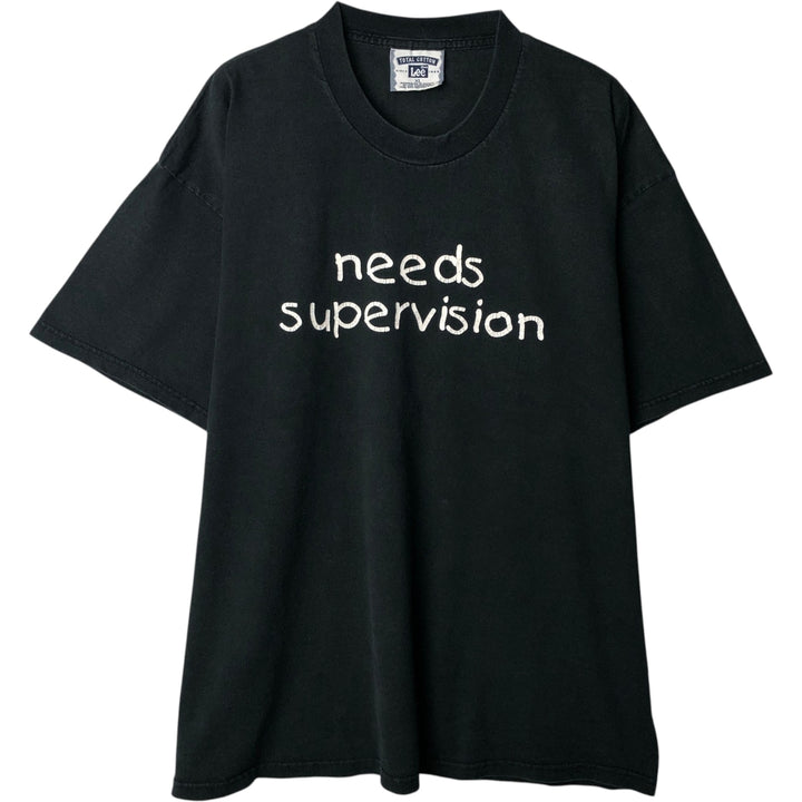 90'S Lee message print t-shirt, men's size XL equivalent, vintage. cotton black type Vintage Second Hand