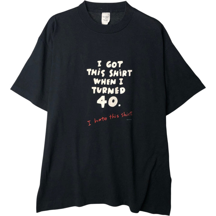 Message print t-shirt, made in USA, men's size XL (equivalent), vintage. polyester black type Vintage Second Hand