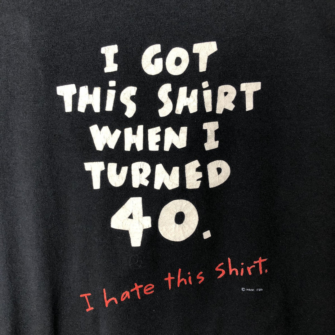 Message print t-shirt, made in USA, men's size XL (equivalent), vintage. polyester black type Vintage Second Hand
