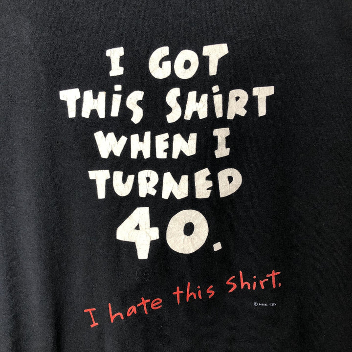 Message print t-shirt, made in USA, men's size XL (equivalent), vintage. polyester black type Vintage Second Hand