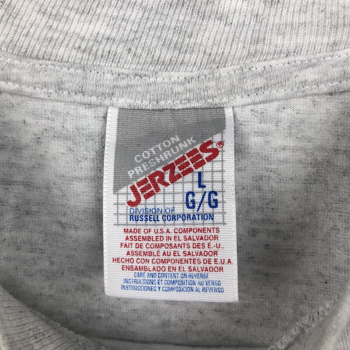 90'S Jerzees message print t-shirt, men's size L (approx.), vintage. cotton gray type Vintage Second Hand