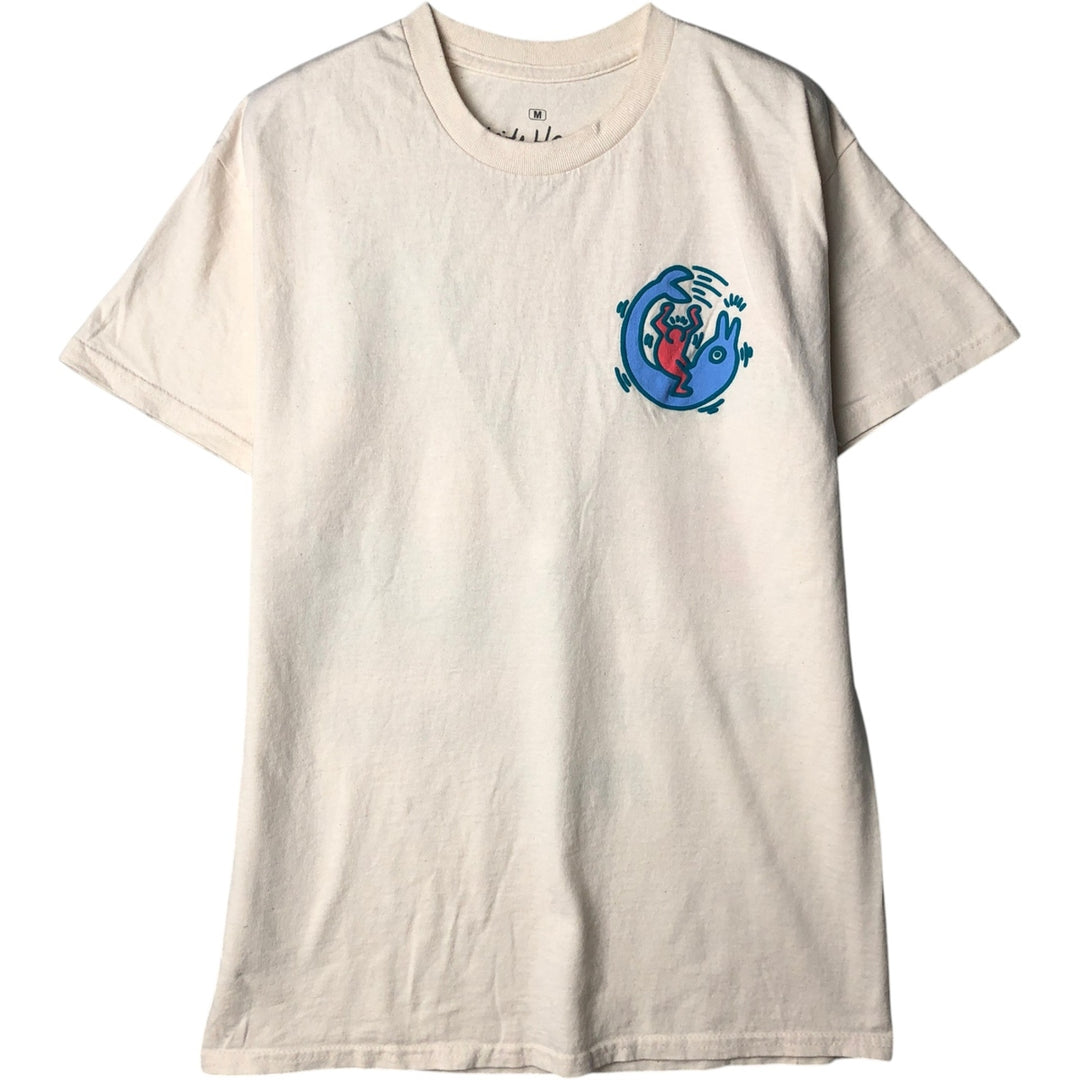 Ripple Junction Keith Haring Art T-shirt, Men's Size M (approx.) cotton Beige type Vintage Second Hand