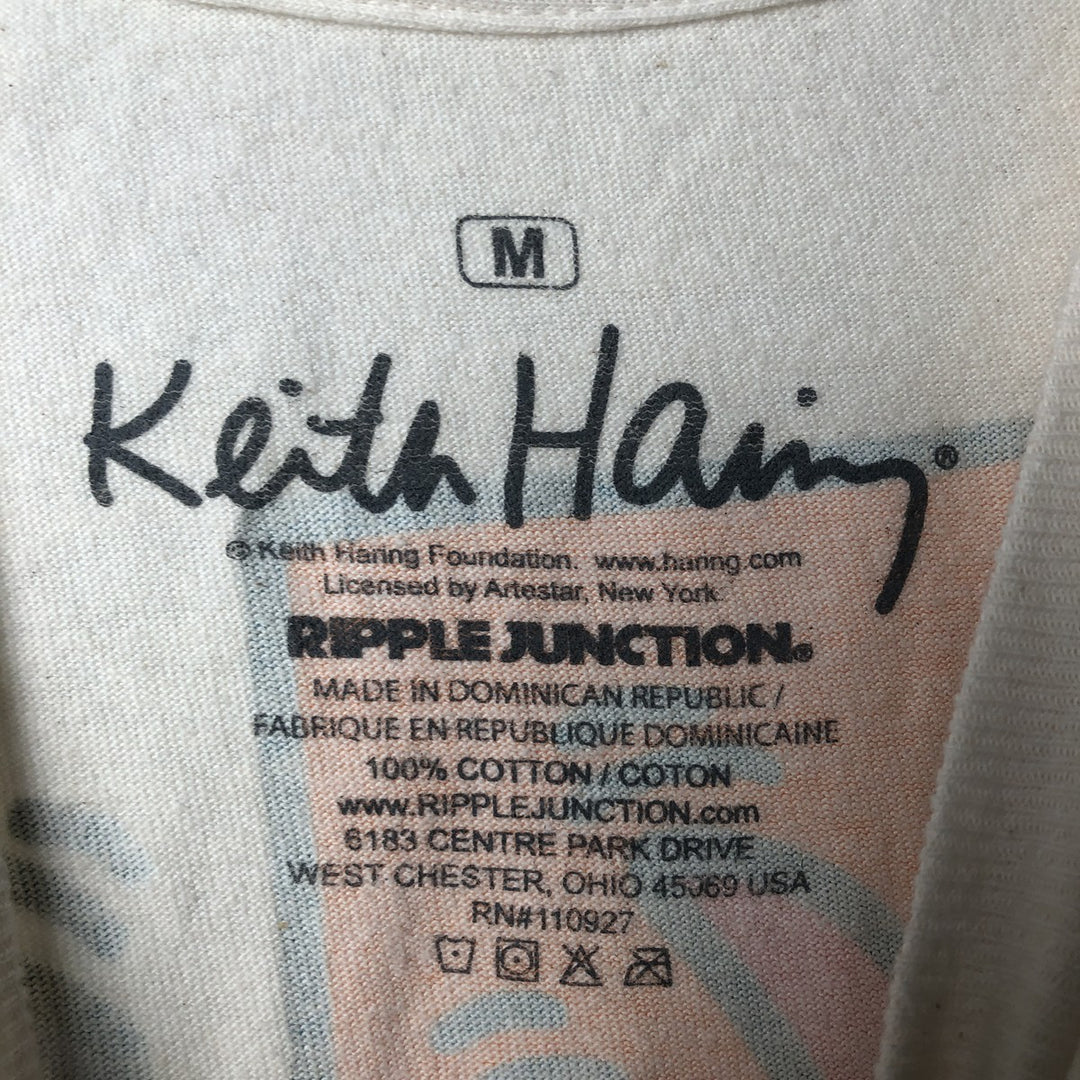 Ripple Junction Keith Haring Art T-shirt, Men's Size M (approx.) cotton Beige type Vintage Second Hand
