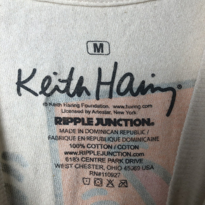 Ripple Junction Keith Haring Art T-shirt, Men's Size M (approx.) cotton Beige type Vintage Second Hand