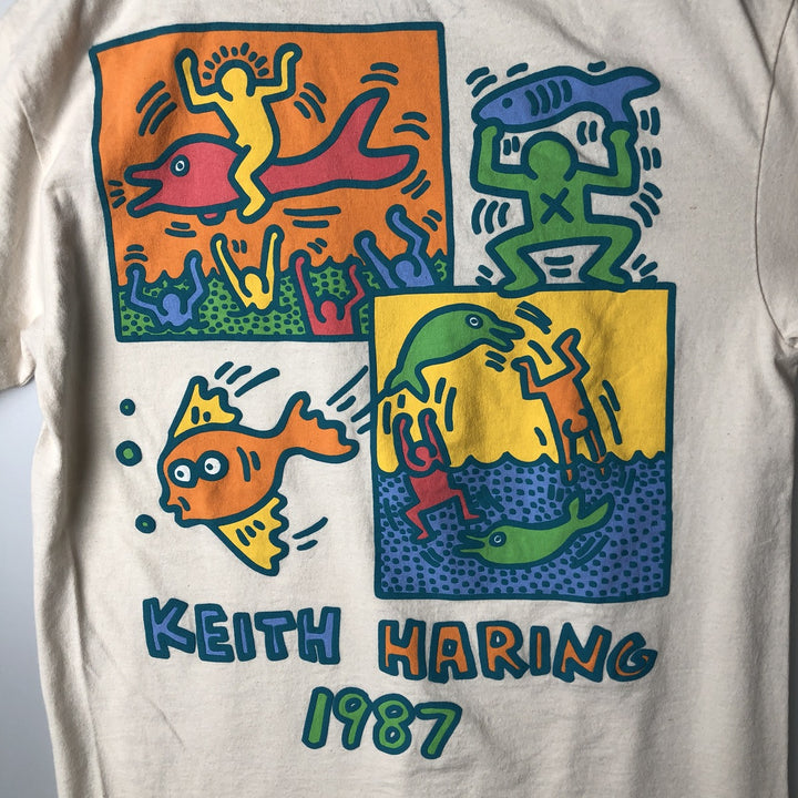 Ripple Junction Keith Haring Art T-shirt, Men's Size M (approx.) cotton Beige type Vintage Second Hand