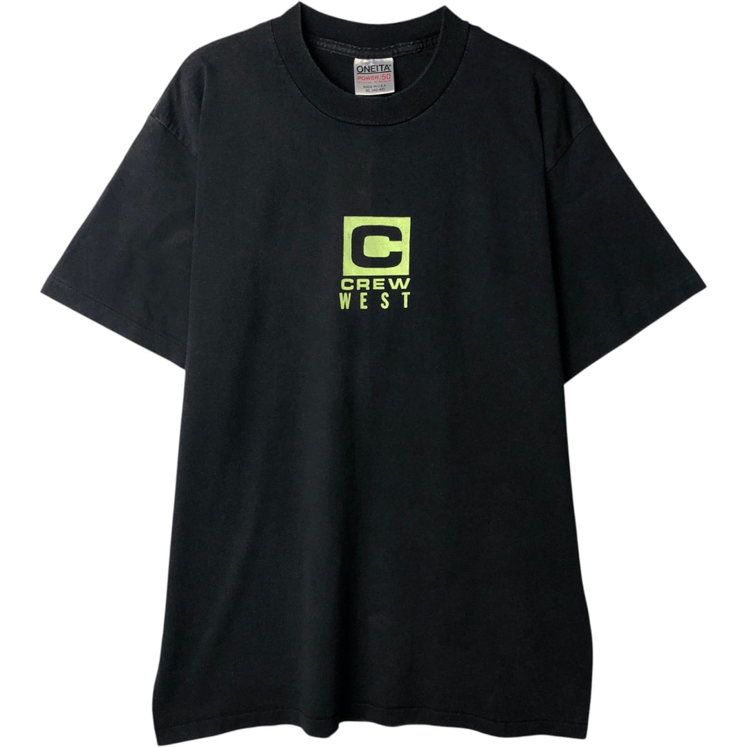 90'S ONEITA Message Print T-Shirt, Made in USA, Size XL (Equivalent to Men's XL), Vintage cotton black type Vintage Second Hand