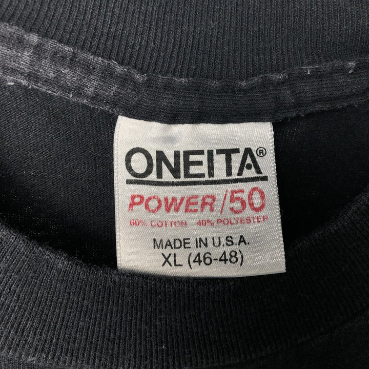 90'S ONEITA Message Print T-Shirt, Made in USA, Size XL (Equivalent to Men's XL), Vintage cotton black type Vintage Second Hand