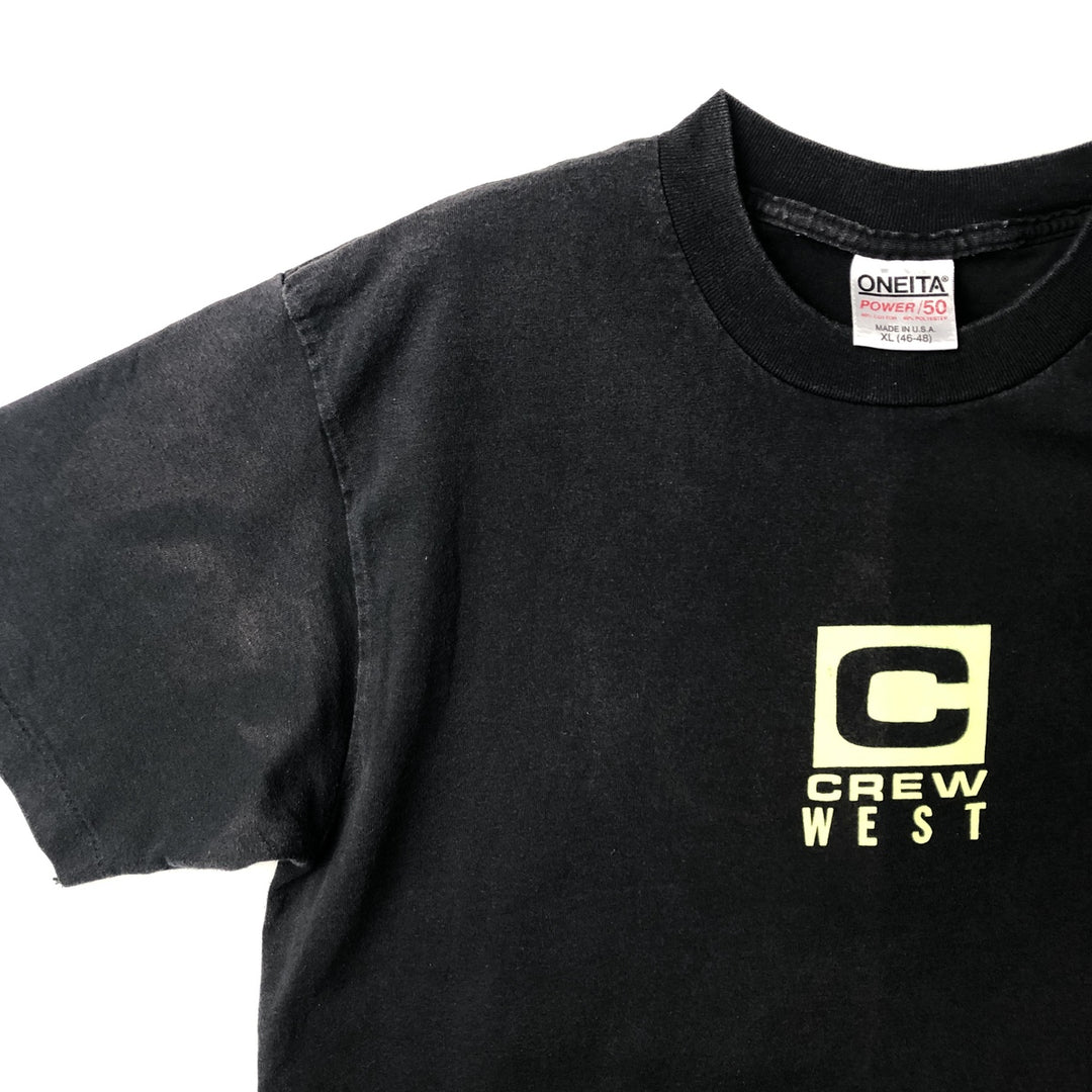90'S ONEITA Message Print T-Shirt, Made in USA, Size XL (Equivalent to Men's XL), Vintage cotton black type Vintage Second Hand