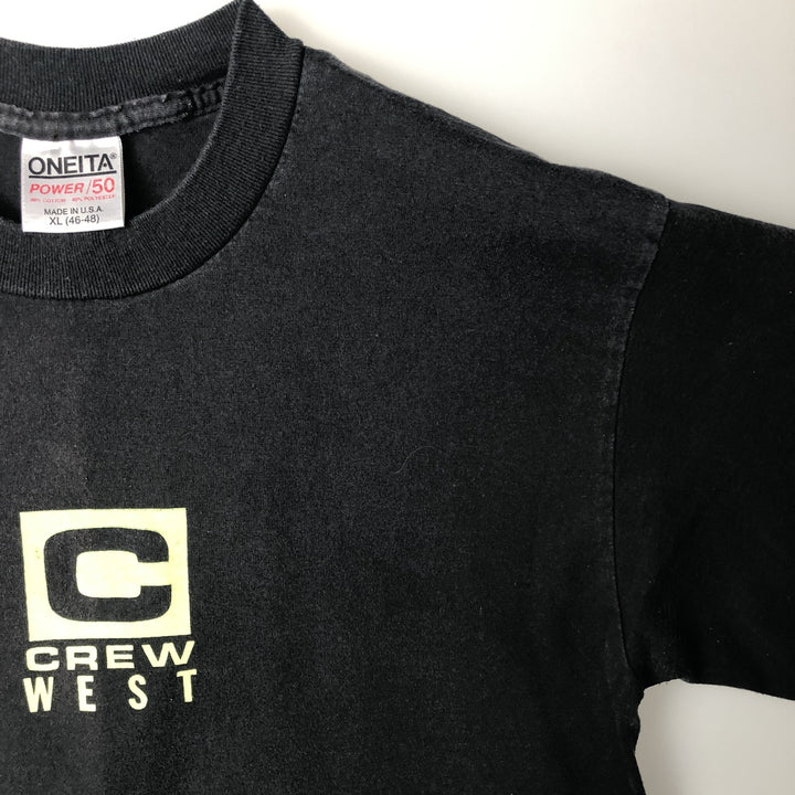 90'S ONEITA Message Print T-Shirt, Made in USA, Size XL (Equivalent to Men's XL), Vintage cotton black type Vintage Second Hand