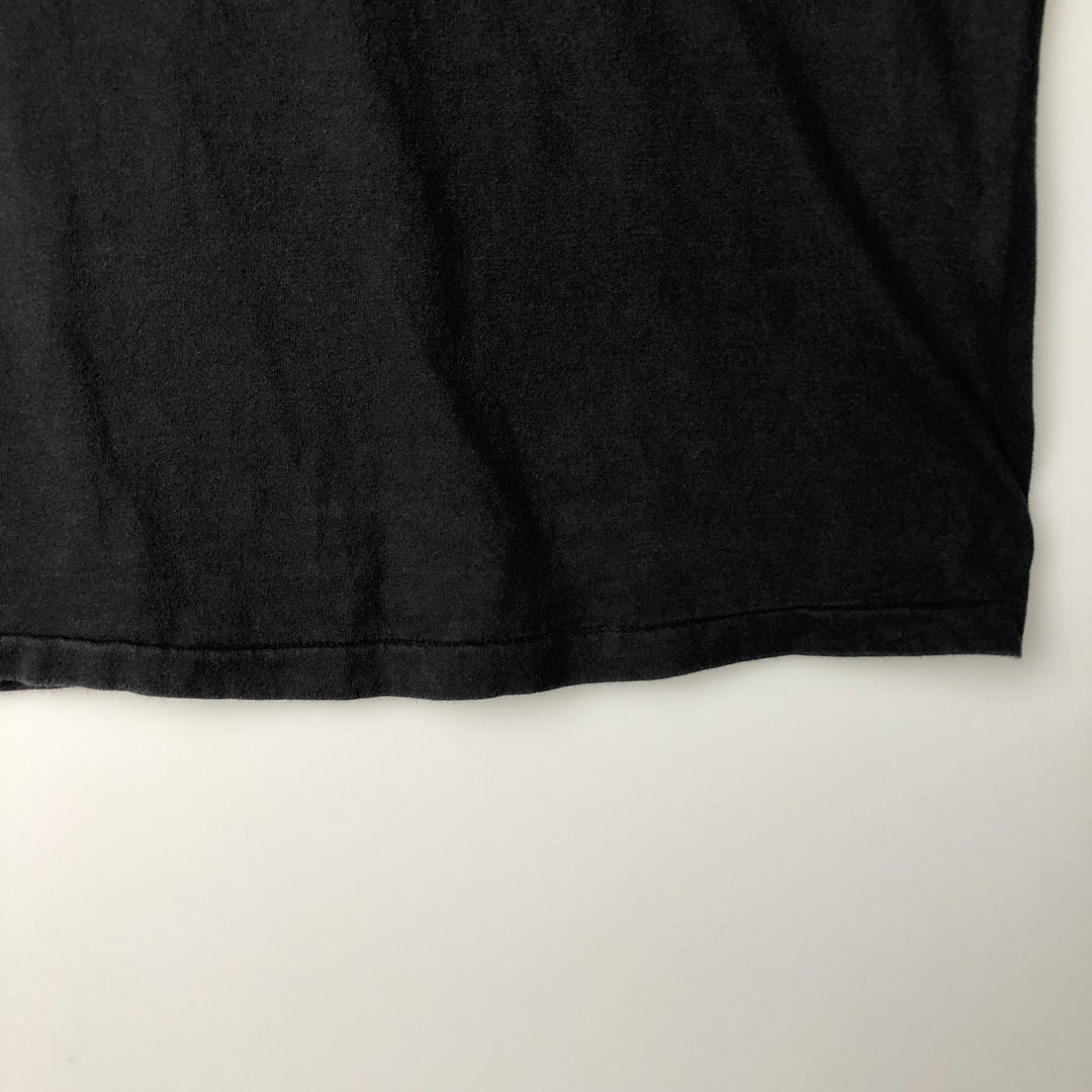 Vintage 1980'S Hanes BEEFY-T T-shirt with blue tag and message print, made in the USA, size L. cotton black type Vintage Second Hand