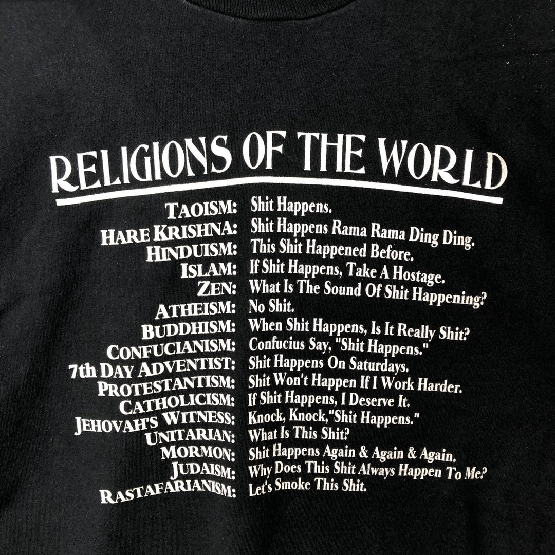 90'S Fruit of the Loom Message Print T-Shirt Made in USA Men's XL Vintage cotton black type Vintage Second Hand