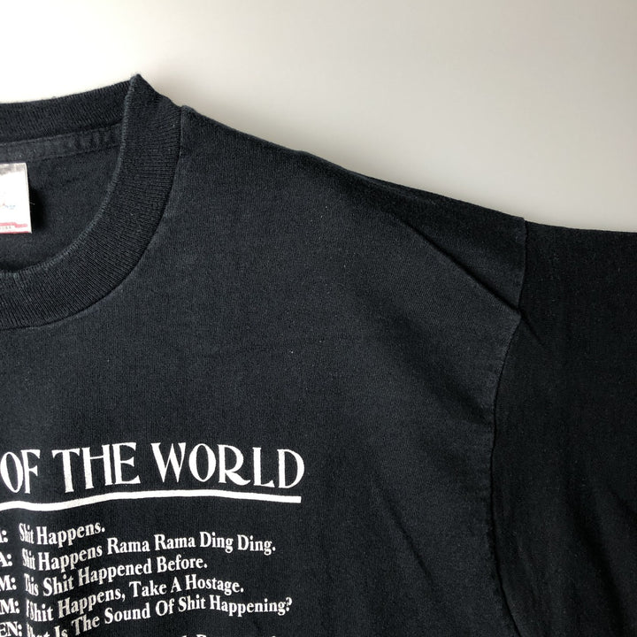 90'S Fruit of the Loom Message Print T-Shirt Made in USA Men's XL Vintage cotton black type Vintage Second Hand