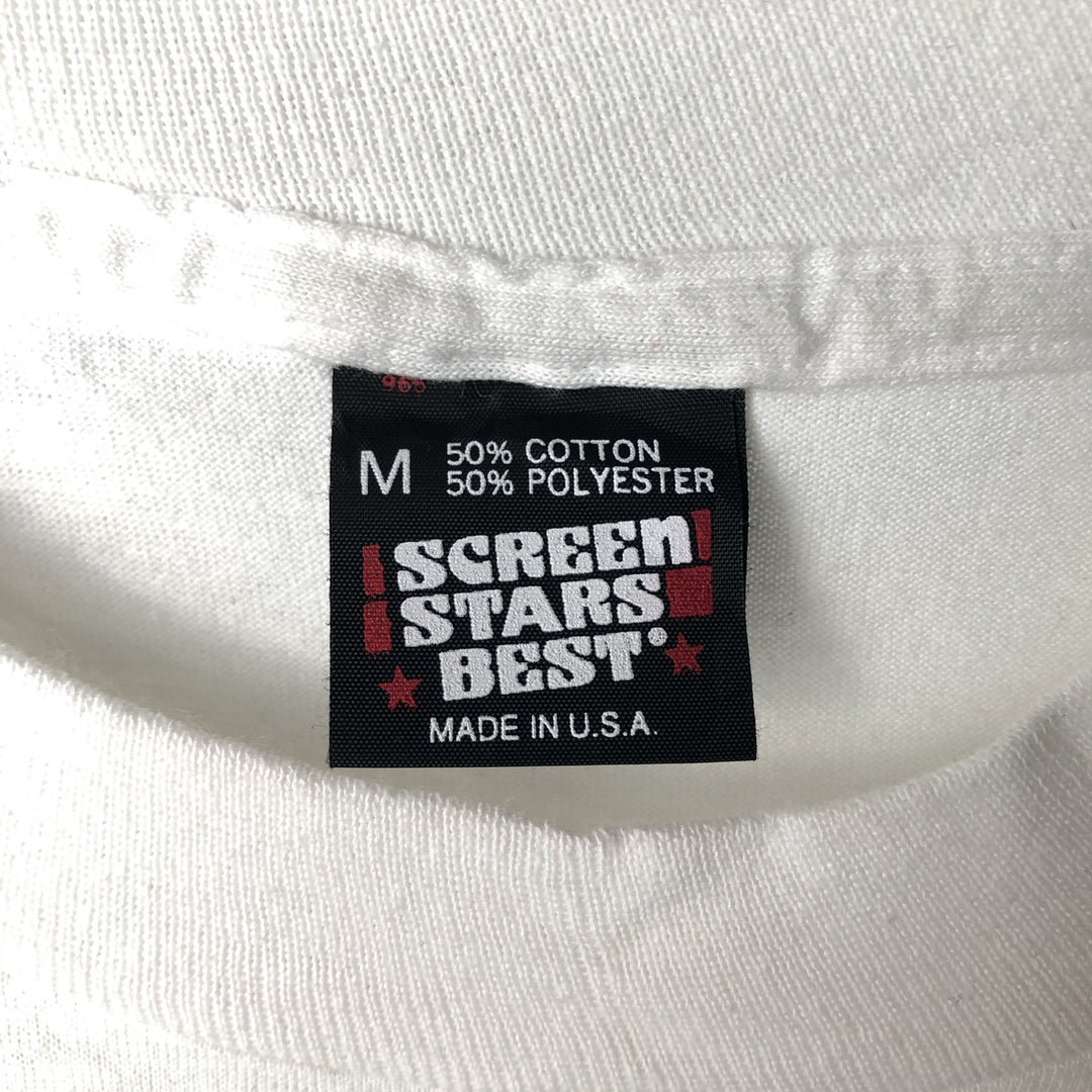 90'S Screen Stars Photo T-Shirt, Made in USA, Men's Size M (Equivalent), Vintage cotton white type Vintage Second Hand