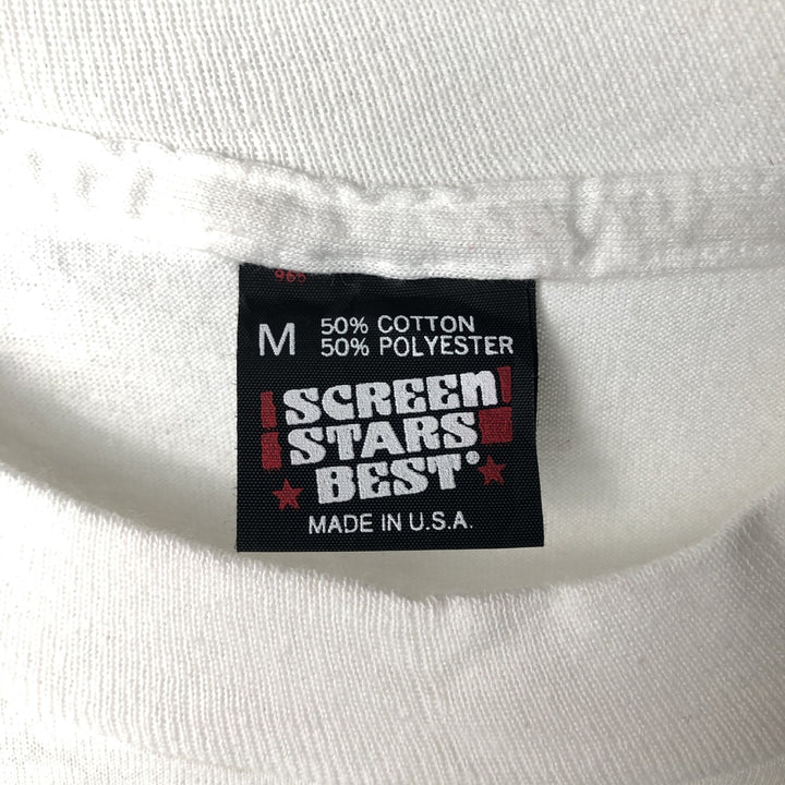 90'S Screen Stars Photo T-Shirt, Made in USA, Men's Size M (Equivalent), Vintage cotton white type Vintage Second Hand