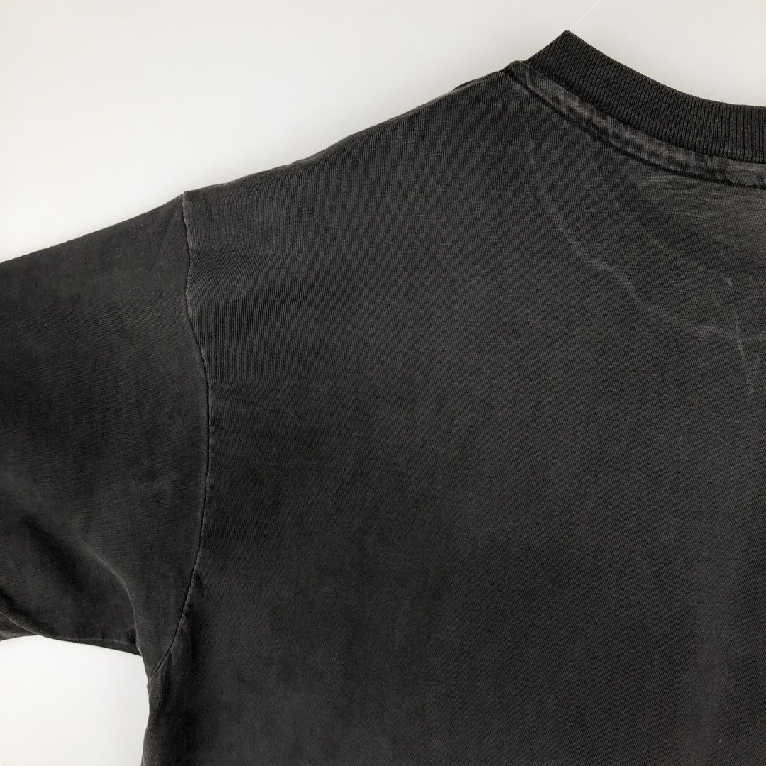 90'S Hanes Seeking Enlightenment Cat Pattern Print T-Shirt, Made in USA, Men's Size L (approx.), Vintage cotton black type Vintage Second Hand