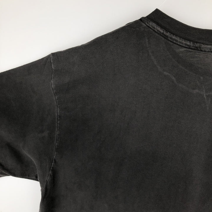 90'S Hanes Seeking Enlightenment Cat Pattern Print T-Shirt, Made in USA, Men's Size L (approx.), Vintage cotton black type Vintage Second Hand