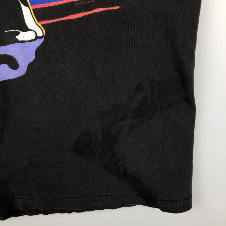 90'S Hanes Seeking Enlightenment Cat Pattern Print T-Shirt, Made in USA, Men's Size L (approx.), Vintage cotton black type Vintage Second Hand