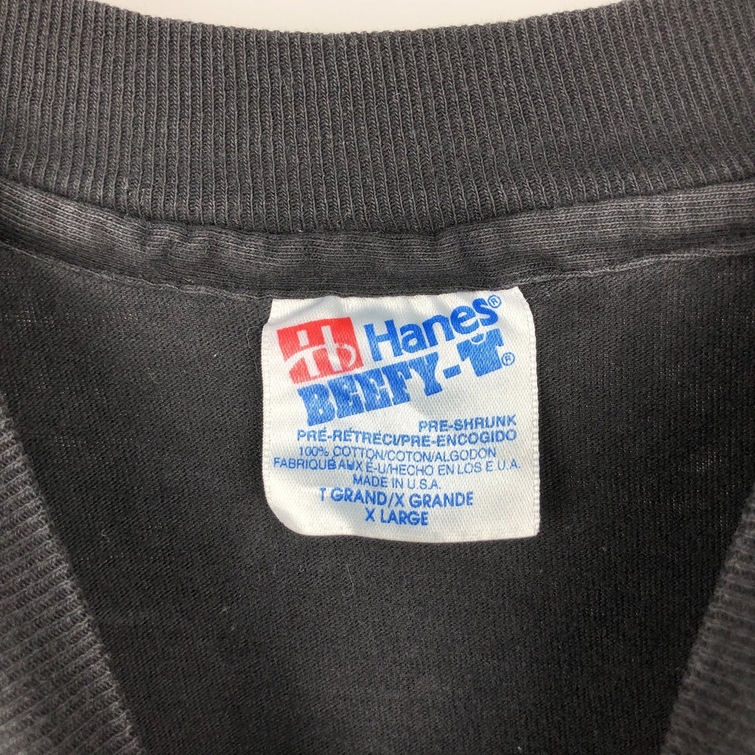 90'S Hanes Message Print T-Shirt, Made in USA, Men's XL (approx.), Vintage cotton black type Vintage Second Hand