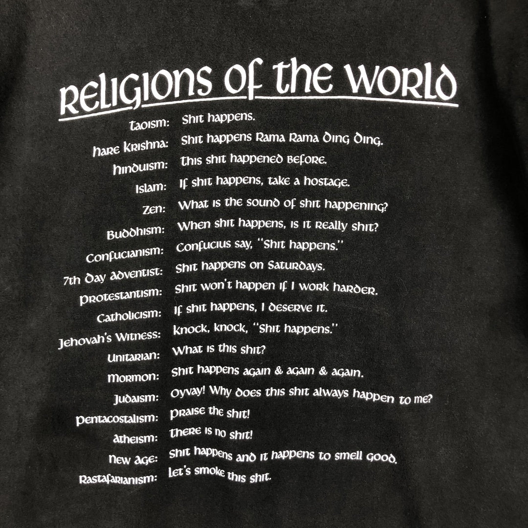90'S Hanes Message Print T-Shirt, Made in USA, Men's XL (approx.), Vintage cotton black type Vintage Second Hand