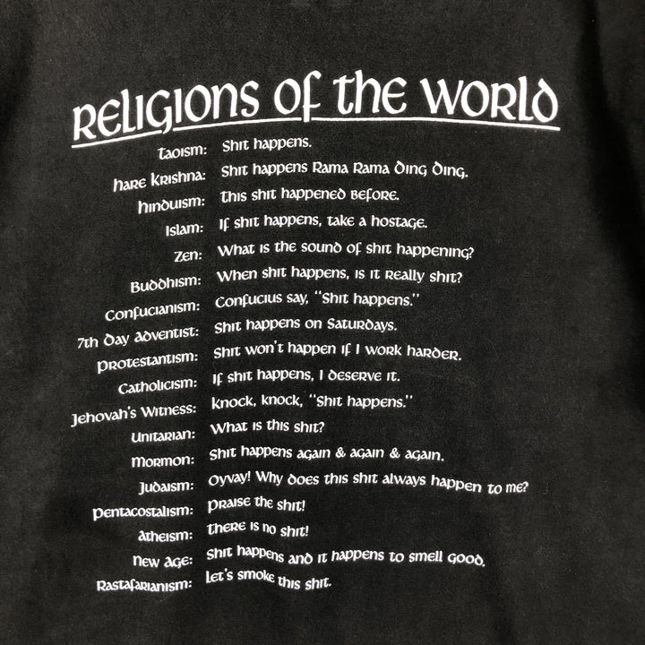 90'S Hanes Message Print T-Shirt, Made in USA, Men's XL (approx.), Vintage cotton black type Vintage Second Hand