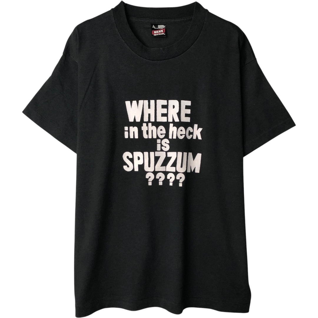 90'S Fruit of the Loom Message Print T-Shirt Made in USA Men's L Size Vintage cotton black type Vintage Second Hand