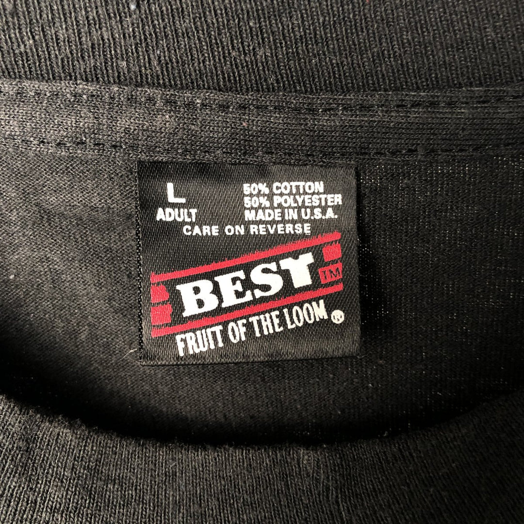 90'S Fruit of the Loom Message Print T-Shirt Made in USA Men's L Size Vintage cotton black type Vintage Second Hand