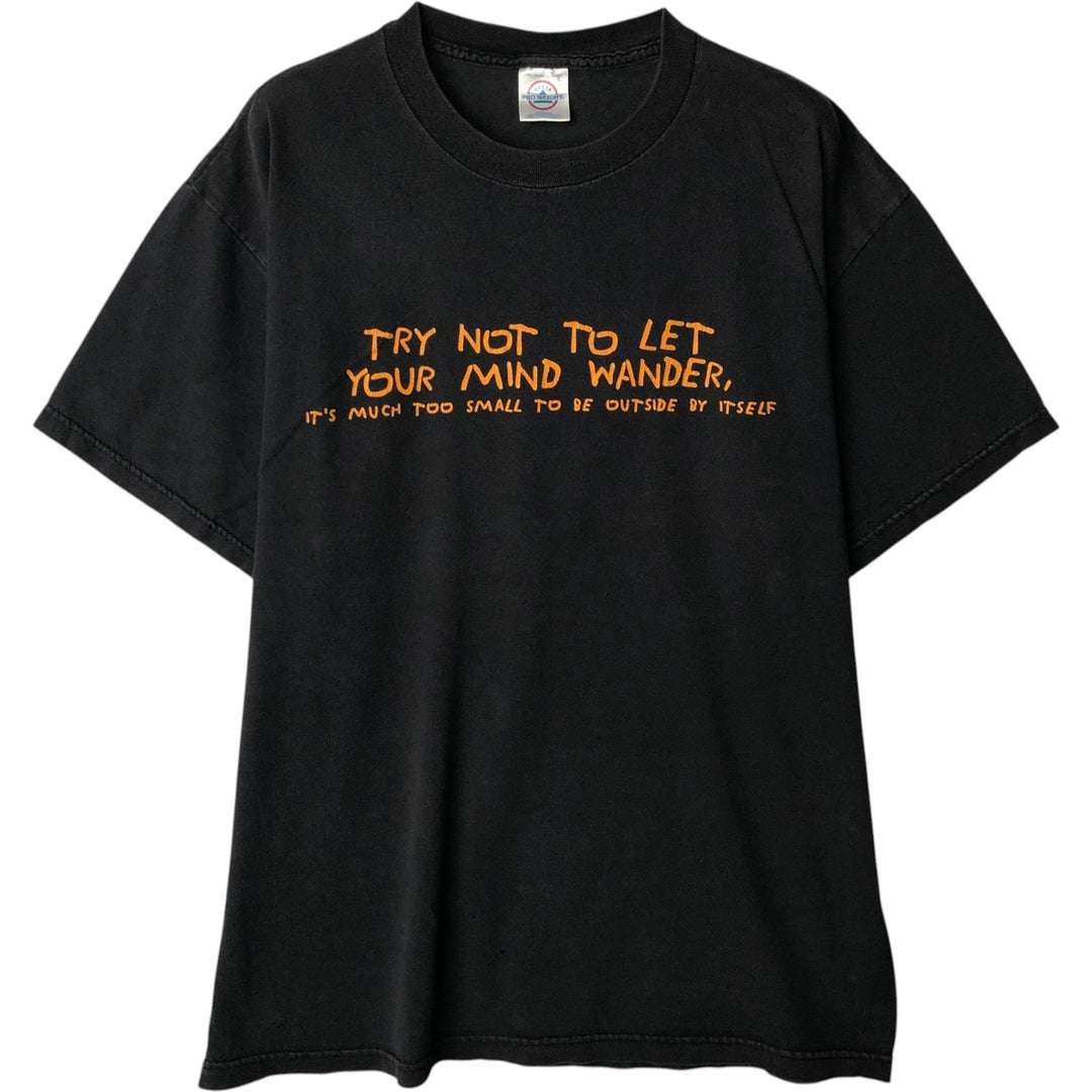 00'S Delta DELTA Message Print T-shirt Men's L size cotton black type Vintage Second Hand