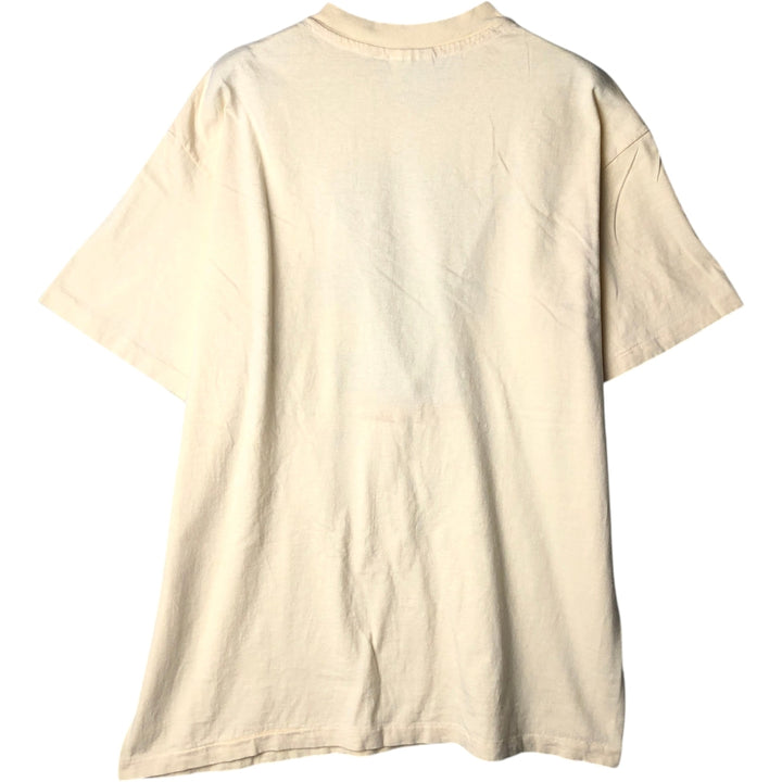 80'S Hanes BEEFY-T Blue Tag Message Print T-Shirt Made in USA Men's XL Vintage cotton Beige type Vintage Second Hand