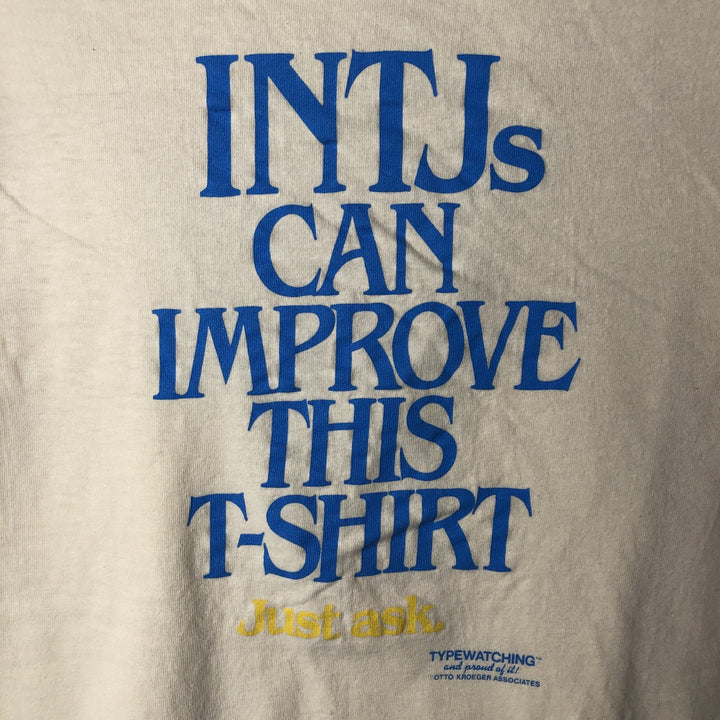 80'S Hanes BEEFY-T Blue Tag Message Print T-Shirt Made in USA Men's XL Vintage cotton Beige type Vintage Second Hand