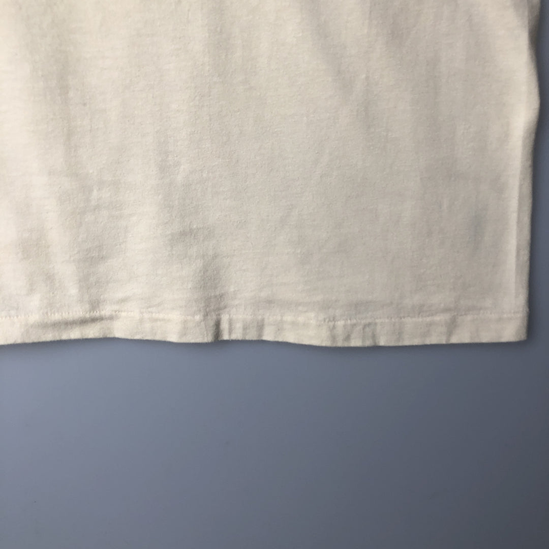 80'S Hanes BEEFY-T Blue Tag Message Print T-Shirt Made in USA Men's XL Vintage cotton Beige type Vintage Second Hand