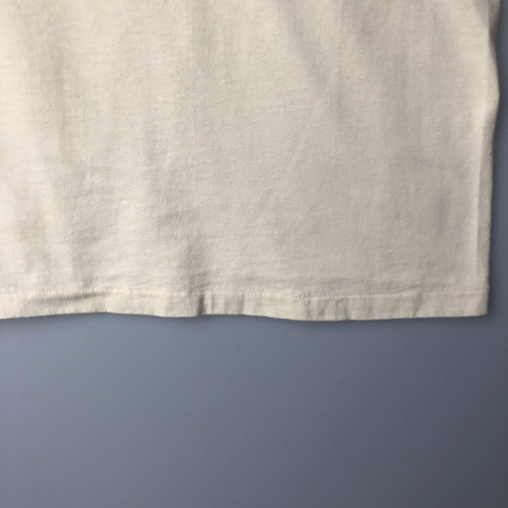 80'S Hanes BEEFY-T Blue Tag Message Print T-Shirt Made in USA Men's XL Vintage cotton Beige type Vintage Second Hand