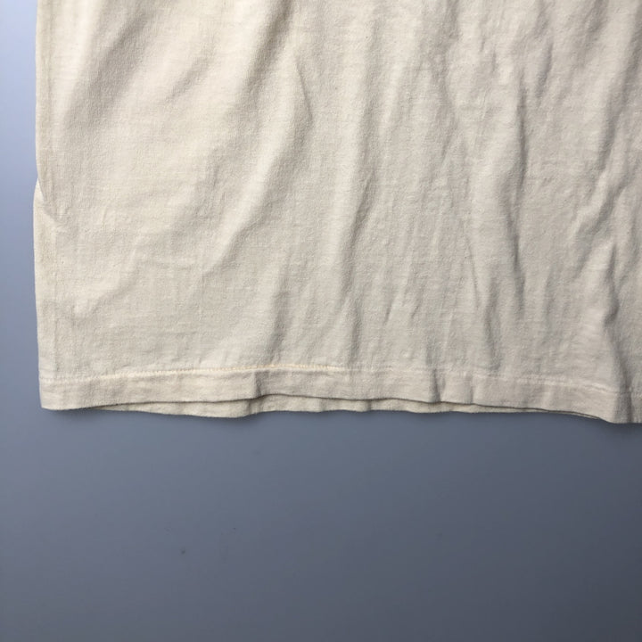 80'S Hanes BEEFY-T Blue Tag Message Print T-Shirt Made in USA Men's XL Vintage cotton Beige type Vintage Second Hand