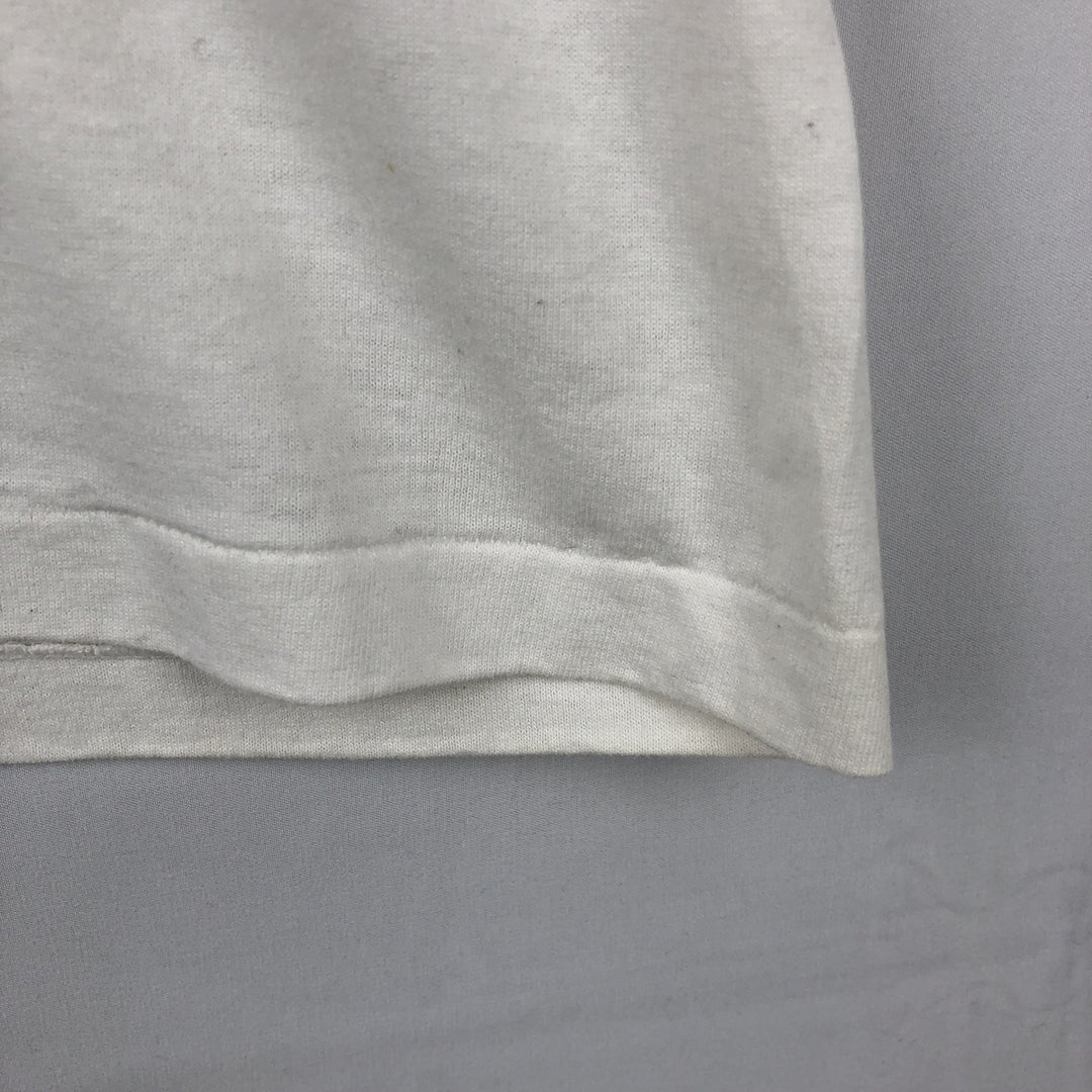 90'S Hanes Fifty-Fifty Blue Tag Message Print T-Shirt Made in USA Men's L Size Vintage cotton white type Vintage Second Hand