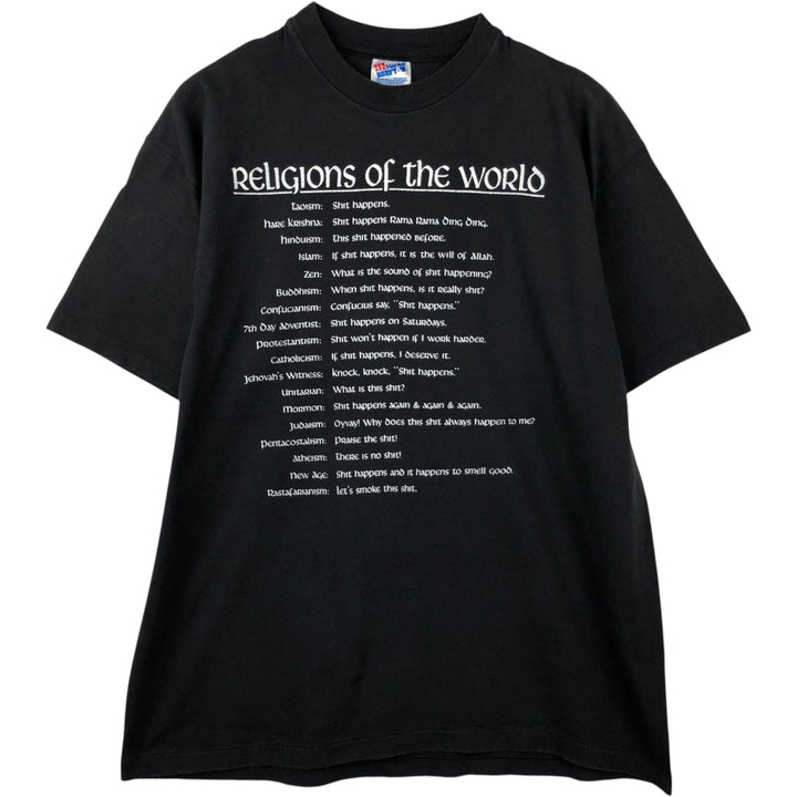 90'S Hanes BEEFY-T Message Print T-Shirt Made in USA Men's XL Vintage cotton black type Vintage Second Hand