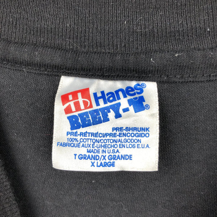 90'S Hanes BEEFY-T Message Print T-Shirt Made in USA Men's XL Vintage cotton black type Vintage Second Hand