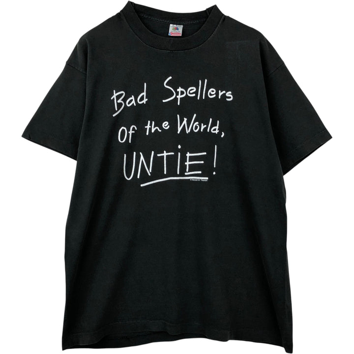 90'S Fruit of the Loom Message Print T-Shirt Made in USA Men's XL Vintage cotton black type Vintage Second Hand