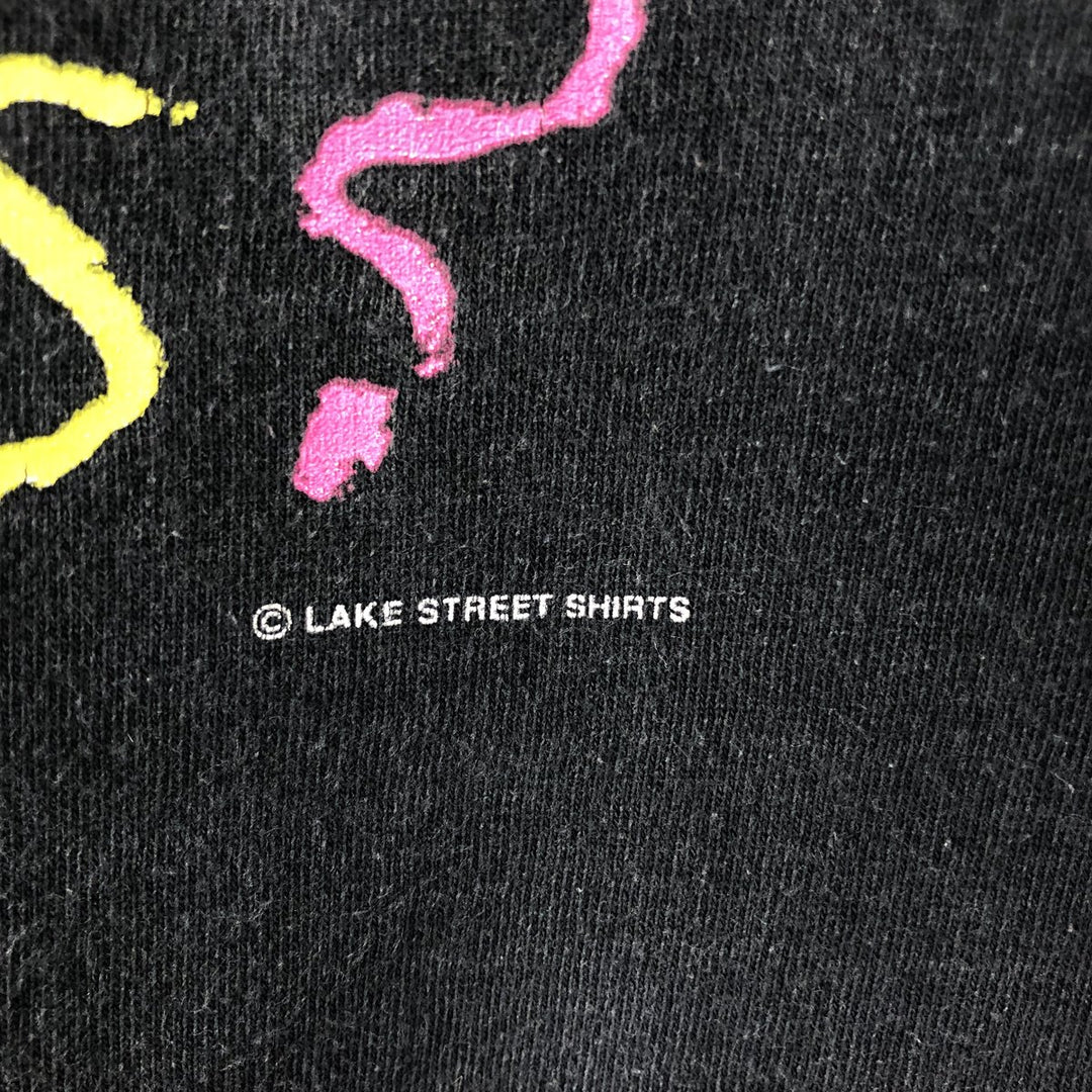 ~90'S LAKE STREET Message Print T-Shirt, Made in USA, Men's XL equivalent, Vintage cotton navy blue type Vintage Second Hand