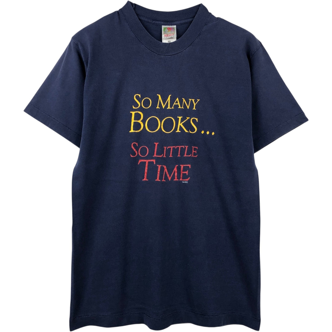 2000'S Fruit of the Loom message print T-shirt, men's size M (approx.) cotton navy blue type Vintage Second Hand