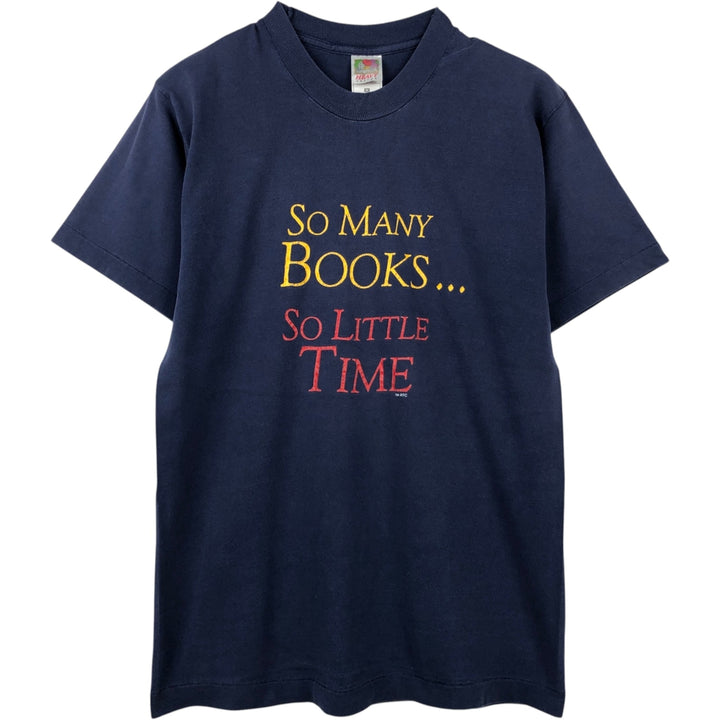 2000'S Fruit of the Loom message print T-shirt, men's size M (approx.) cotton navy blue type Vintage Second Hand