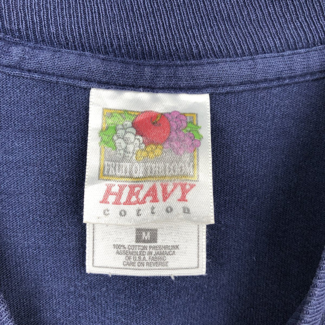 2000'S Fruit of the Loom message print T-shirt, men's size M (approx.) cotton navy blue type Vintage Second Hand