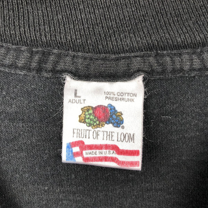 90'S Fruit of the Loom Message Print T-Shirt Made in USA Men's L Size Vintage cotton black type Vintage Second Hand