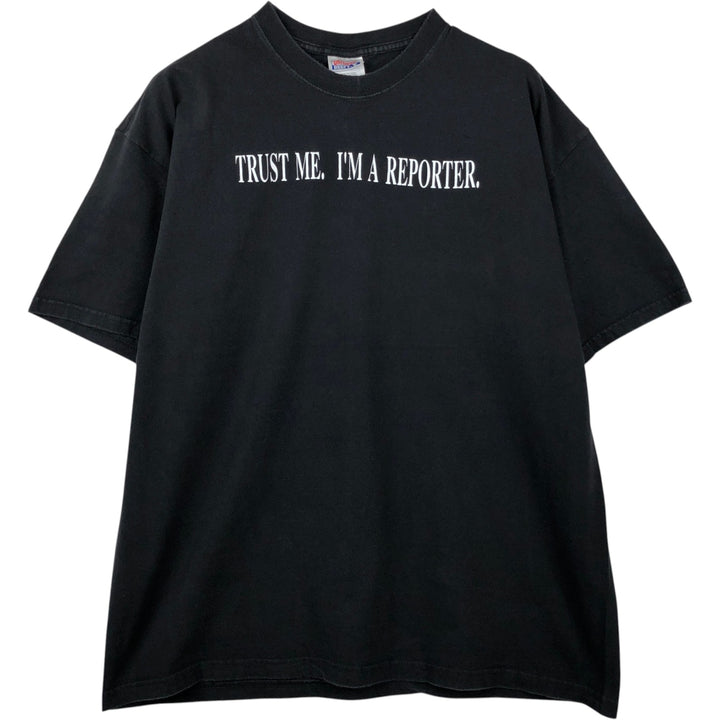 90s-00'S Hanes BEEFY-T Message Print T-Shirt, Men's XL (approx.) cotton black type Vintage Second Hand