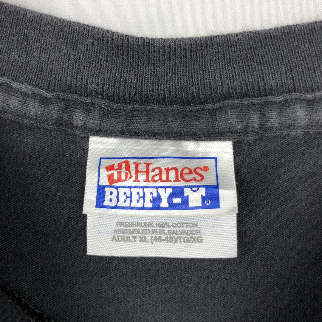 90s-00'S Hanes BEEFY-T Message Print T-Shirt, Men's XL (approx.) cotton black type Vintage Second Hand