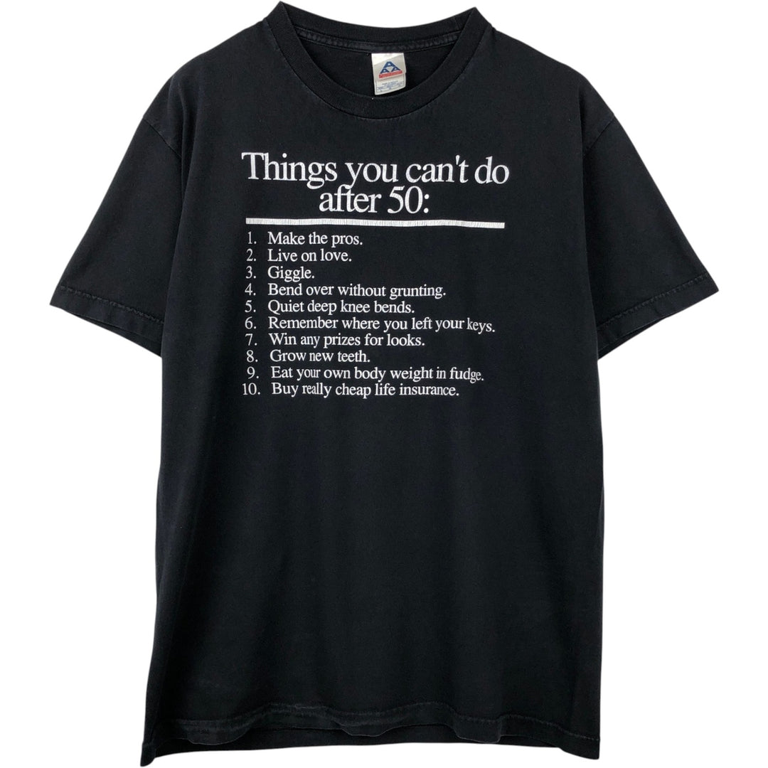 ALSTYLE Message Print T-Shirt, Men's Size L (equivalent) cotton black type Vintage Second Hand