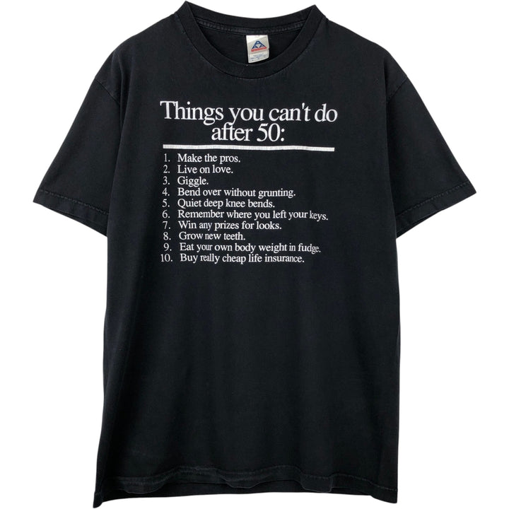 ALSTYLE Message Print T-Shirt, Men's Size L (equivalent) cotton black type Vintage Second Hand