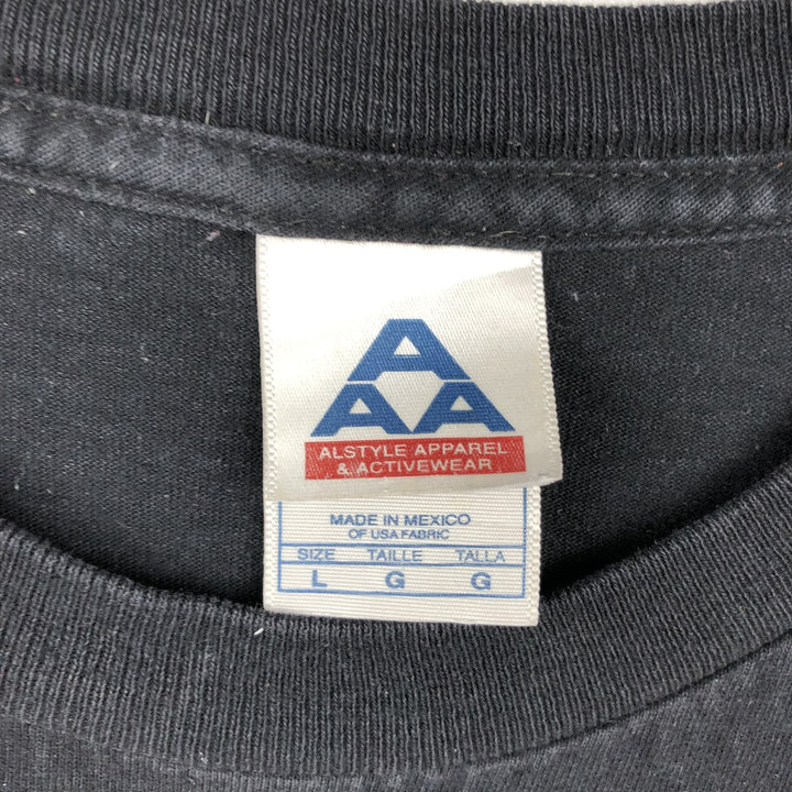 ALSTYLE Message Print T-Shirt, Men's Size L (equivalent) cotton black type Vintage Second Hand