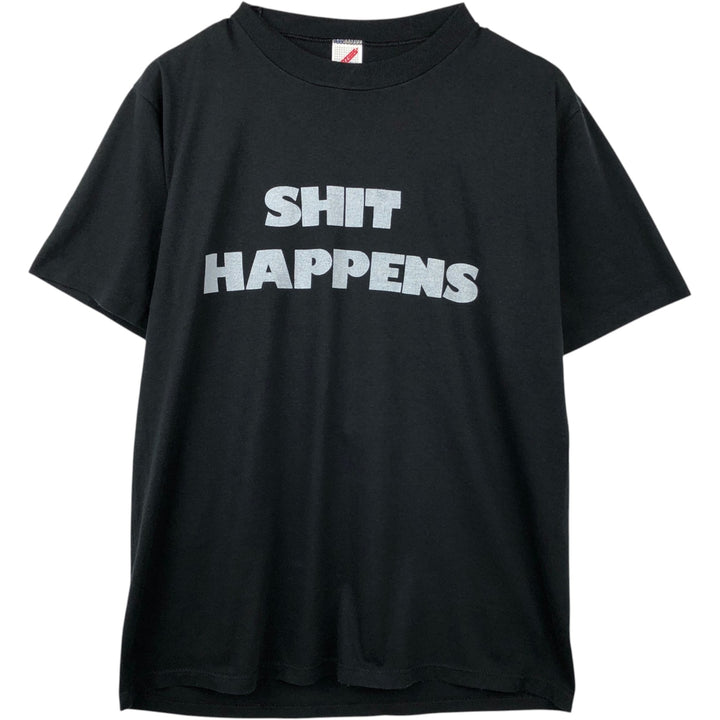 80s-90'S Jerzees Message Print T-Shirt, Made in USA, Men's XL (approx.), Vintage cotton black type Vintage Second Hand