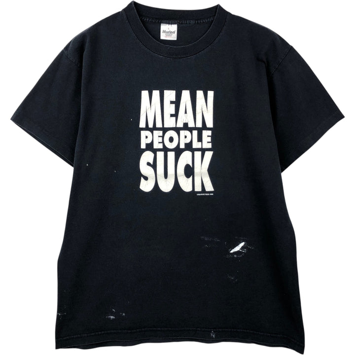 90'S Murina Message Print T-Shirt, Made in USA, Men's Size L (Equivalent), Vintage cotton black type Vintage Second Hand