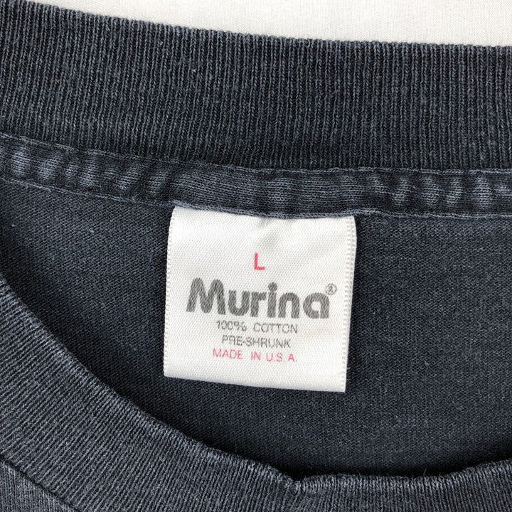 90'S Murina Message Print T-Shirt, Made in USA, Men's Size L (Equivalent), Vintage cotton black type Vintage Second Hand