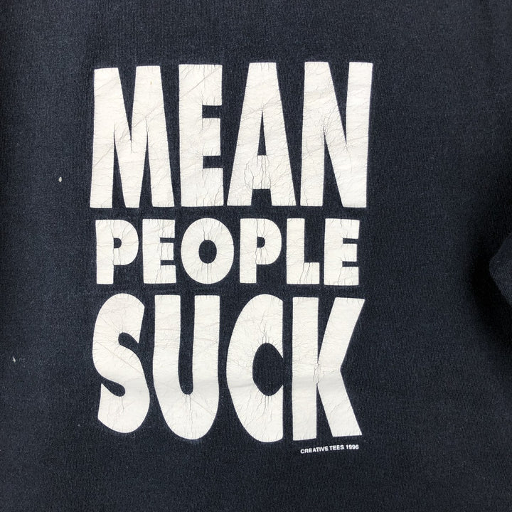 90'S Murina Message Print T-Shirt, Made in USA, Men's Size L (Equivalent), Vintage cotton black type Vintage Second Hand